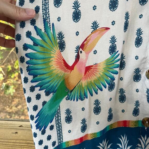 Farm Rio For Anthropologie Women's Colorful Tropical Print Top Size M - Picture 4 of 10